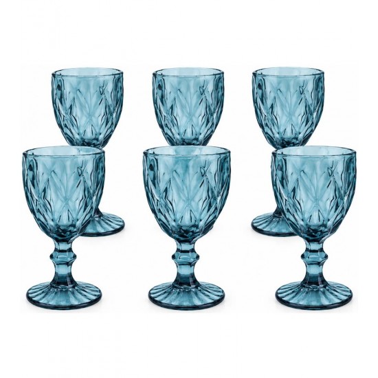 Jogo 6 Taças 320ml Diamond Azul  Vidro